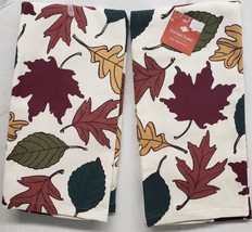 2 Dual Cotton Kitchen Towels (16&quot;x26&quot;) Multicolor Falling Foliage Leaves, Ritz - £12.68 GBP