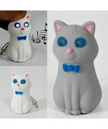 LED CAT KEYCHAIN w Light &amp; Sound Meow Noise Toy White Gray Animal NEW Ke... - €5,07 EUR