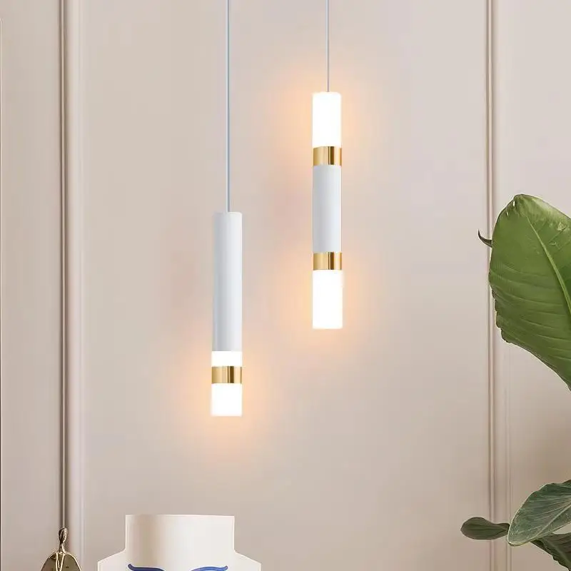 Gold pendant lamp for bedroom bedside lighting ac 220v long cable led hanging suspended thumb200