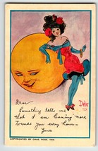 Dwig Signed Postcard Lady Moon Man Human Face Fantasy 1908 Chas Rose Series 21 - £65.89 GBP