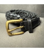 GAP Black Braided Leather Belt XL 40-42 Solid Brass Buckle Vintage Classic - €25,64 EUR
