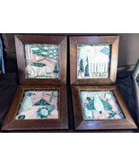 Old Set 4 Vintage MCM Mid Century Art Pottery Tiles Lighting Lamps Artis... - $6,806.62 MXN