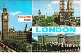 United Kingdom England UK Postcard London Multi View Big Ben Westminster Abbey - £2.32 GBP