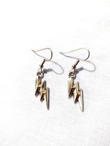 Lightning Bolt Lightning Bolt With 3 Slants Silver Alloy Charms Pair Of Earrings - £6.38 GBP