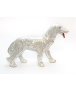 Whippet Racing Dog White Ceramic Figurine Vintage Japan - $16.82