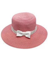 Janie and Jack Courtside Prep Pink Straw Sun Hat W/ White Bow For Girls ... - $436.11 MXN