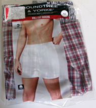 Two Roundtree and Yorke Knit 100% Cotton Full cut Boxers Size 42 Red &amp; Blue - $21.52 CAD