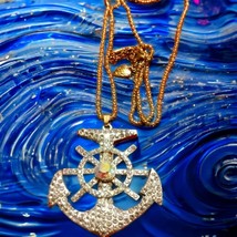 Exquisite Betsey Johnson Australian crystals anchor necklace - £30.36 GBP