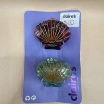 Claire’s Seashell Hair Clips Set of 2 Mermaid Shell Claw Clips New with Tag - $9.89