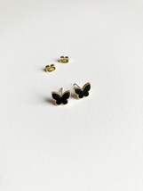 Mini Onyx Butterfly Earrings in Gold - £23.45 GBP