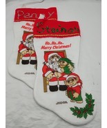 (2) Penny And Steinar 1992 Ho Ho Ho Merry Christmas Troll Stockings 15&quot; - $11.87