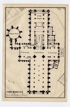 1906 Original Antique Plan Of York Minster Cathedral / England - £13.65 GBP