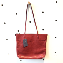 Il Bisonte Red Leather Made In Italy Zip Top Shoulder Bag Tote Purse 0914LH - £78.66 GBP