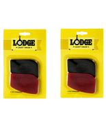 2 Pk Lodge Cast Iron Pan Scrapers Handheld Durable Polycarbonate Red Bla... - £7.81 GBP