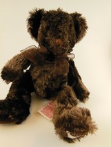 Rare Russ Berrie Chocolate Teddy Bear Plush 9&quot; Embroidered Cup Cocoa on ... - $17.07