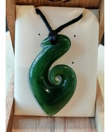 New zealand designs Natural Jade Hook LARGE pendant / necklace 48 mm - $125.00