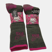 2 Pair Gray Realtree Girl All Season Boot Socks Sz 6-9 Gray Pink Wool Bl... - £8.17 GBP