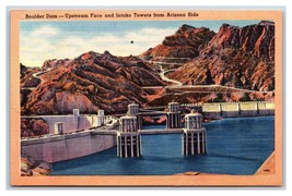 Boulder Dam Upstream Face Intake Towers Arizona Nevada NV UNP Linen Postcard S15 - £3.23 GBP