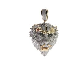 Loin Pendant ,Lion Head Pendant,10K/ 14K Gold with 1.80ct Diamond Without Chain - £238.96 GBP