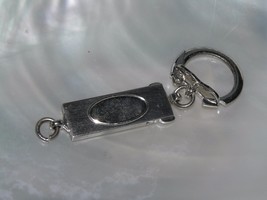 Vintage Engravable Silvertone Rectangle Key Ring with Clasp to Remove Ring From - £6.07 GBP