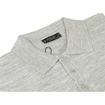 Mens PRINCELY Soft Merinos Wool Sweater Knits Lightweight Polo 1011-40 Silver image 2