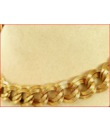 Monet Chunky Adjust. Double Ribbed Link Chain Necklace Gold Tone Vintage - $518.63 MXN