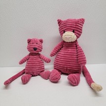 Jellycat London Pink Cat &amp; Kitten Plush Corduroy Stuffed Animals - £40.59 GBP