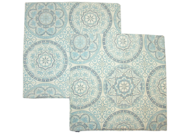 2 Indoor/Outdoor Pillow Covers Light Blue Cream Paisley Medallion 19&quot;x19” - $370.05 MXN