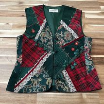 Vintage Susan Bristol New Traditions Patchwork Corduroy Christmas Vest W... - $18.04