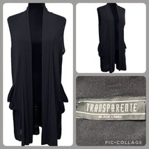 Transparente Black Label Duster Vest Stretch Knit Pockets One Size Lagen... - £58.19 GBP