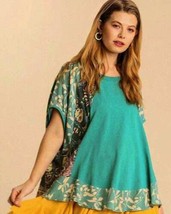 Umgee S 4 6 Dusty Jade Exotic  Raw High Low Hem Cotton Blend Casual Tuni... - $14.85
