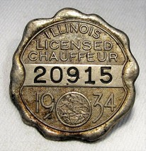 1934 Illinois Chauffer License Pin AD469 - £20.73 GBP