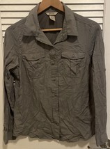 Duluth Women’s M Button Up Shirt  Gray Long Sleeve Hiking Fishing - $16.99