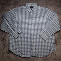 Nautica Shirt Adult XXL Blue Check Long Sleeve Button Up Casual Cotton Mens - £23.31 GBP