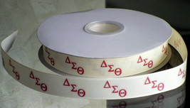 Delta Sigma Theta Sorority Greek Letters Inspired Cream Grosgrain Ribbon  - £8.03 GBP