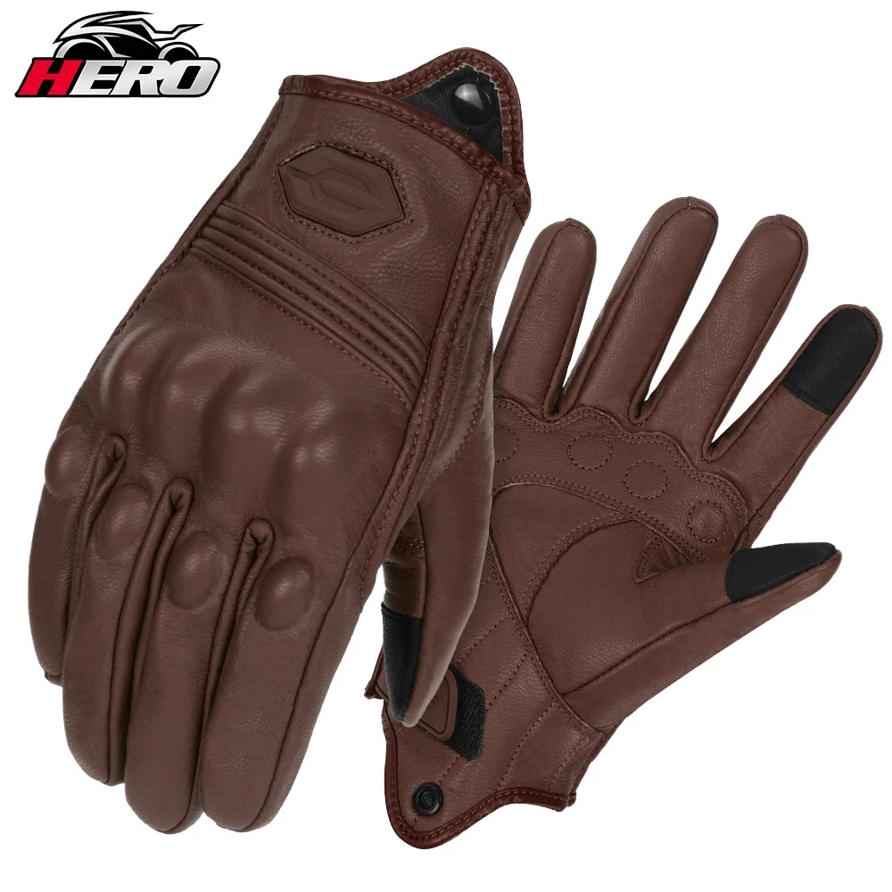 Breathable Motorcycle Leather Gloves Waterproof Moto Gloves Goatskin Leather - £43.68 GBP