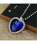 Titanic Heart Of The Ocean Sapphire Big Blue Crystal Necklace with Gift Bag - £17.92 GBP