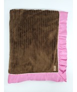 Baby JaR Blanket Pink Brown Textured Minky Plush Satin Trim Security B69 - $475.79 MXN