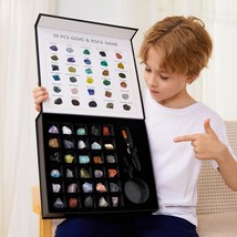 Rock Collection For Kids - 30 Pcs Rocks, Gemstones &amp; Crystals Kit With L... - £55.94 GBP