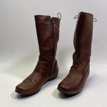 Don Diego Women’s Brown Leather Boots Size 8M Super Soft On Inside Zip Up &amp; Lace - £59.94 GBP