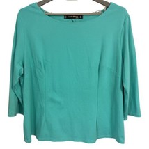 Laura Byrnes California Blouse 4X Top Aqua Teal Pinup Girl Spring Zipper... - £38.96 GBP