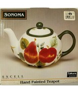 Sakura Sonoma 6 cup Teapot w/ Fruit Motif Apple Pear Plum Handpainted NE... - £31.44 GBP