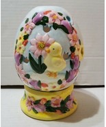 Vintage Ceramic Painted Easter Egg Candle Votive Holder Chick Flowers w/... - £18.11 GBP