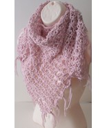 Soft Pink Fantasy Triangle Shawl  Handmade Crochet Knit  Wrap Scarf Stol... - $39.34 CAD