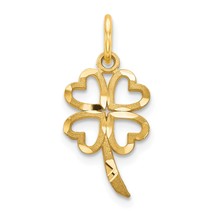 14K Yellow Gold 4 Leaf Clover Charm Pendant Jewelry 20 X 10mm - $55.42