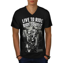 Live To Ride Shirt Biker Slogan Men V-Neck T-shirt - £10.22 GBP