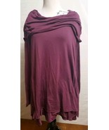 Soft Surroundings Purple Cowl Neck Asymmetric Top Shirt Roll Tab Sleeves... - $16.79