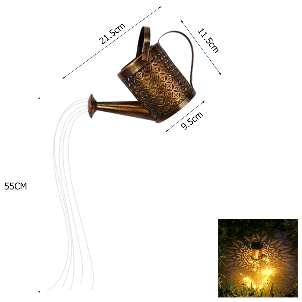Solar Watering Can Light Hanging Kettle Lantern Light Fairy Sprinkles Projection - £121.94 GBP