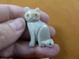 (Y-CAT-55-7) gray white KITTY CAT gemstone figurine cats SOAPSTONE PERU ... - £6.70 GBP