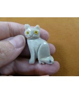(Y-CAT-55-7) gray white KITTY CAT gemstone figurine cats SOAPSTONE PERU ... - £6.71 GBP
